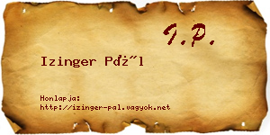 Izinger Pál névjegykártya